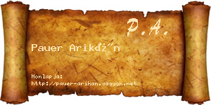 Pauer Arikán névjegykártya